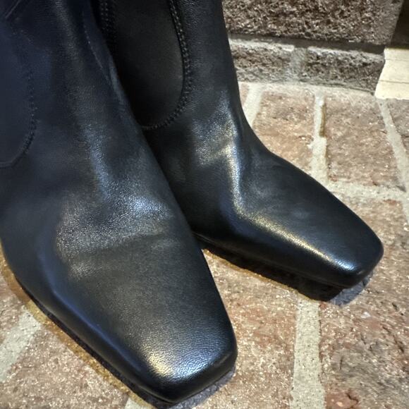 Franco Sarto Bayden Square Toe Boot Black Women's 10 Leather Chic Western - Picture 6 of 16